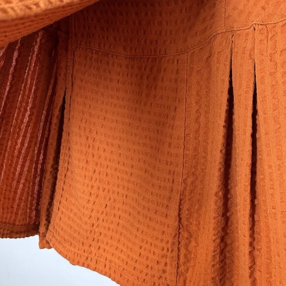 Urban Outfitters Orange Gingham Wrap Pleated Mini Skirt Women's Small-Petite - Picture 3 of 15